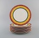 Paloma Picasso for Villeroy & Boch. 10 "My way" porcelain dinner plates. 
Colorful decoration. 1990s.
