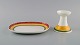 Paloma Picasso for Villeroy & Boch. "My way" dish and candlestick in porcelain. 
Colorful decoration. 1990s.
