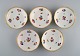 Five small antique Meissen bowls with hand-painted gold decoration, flowers and 
insects. 1800s.
