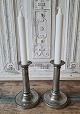 Pair of beautiful 1800s tin candlesticks with pearl edge - loose cuffs. With owner's initials: ...