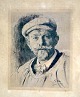 Krøyer, Peter 
Severin (1851 - 
1909) Denmark: 
Self-portrait 
of PS Krøyer. 
Etching, Signed 
and ...