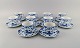 10 Royal Copenhagen Blue Fluted Full Lace coffee cups with saucers. Model number 
1/1035.
