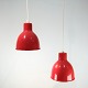 Set of 2 pendants in red lacquered metal of Danish design from around the 1970sDimensions in ...