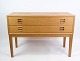 Oblong chest of drawers in oak with 2 drawers and wooden handles of Danish furniture design from ...