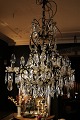 Large old French prism chandelier from around 1900 with cage-shaped chandelier with large ...