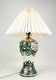 Ceramic table lamp by Danico with green and light colors with Pink Rose lampshade from around ...