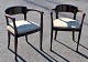 A pair of artnouveau mahogany chairs, approx. 1920, Denmark. With upholstery. H .: 73 cm. B .: ...