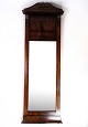 Mirror of hand-polished mahogany, from the late Empire period with carvings, made in Denmark ...