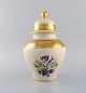 Rosenthal lidded vase in cream-colored porcelain with hand-painted flowers and gold leaf ...