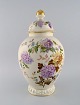Large Rosenthal chrysanthemum lidded vase in cream-colored porcelain with hand-painted flowers ...