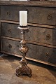 Antique 1800 century French silver-plated altar candlestick 
in wood with a really nice patina. Height:57cm.