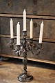 Old candelabra for 5 candles in silver-plated pewter with a fine patina.H:45cm. Dia.:35cm. (2 ...