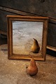 Old French 1800 century wall mirror in gilded wooden frame with fine patina. H:33,5 x 28,5cm.
