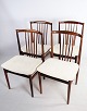A set of four 
dining chairs 
in rosewood 
designed by 
Henning 
Sørensen in 
1968. The 
chairs are in 
...
