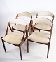 Set of 4, model 
31, dining room 
chairs designed 
by Kai 
Kristiansen 
from around the 
1960s. The ...