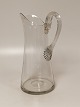 Milk jug / Water jug of clear glass With ribbed handle forest snail Dansk Glasværk Holmegaard / ...