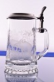 Beer mug with motif of wild boar in forest, cower of pewter, height 15 cm. 5 7/8 inches. without ...