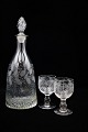 Fine, old French 1800 century mouth-blown wine carafe with sharpened leaf motif and fine ...