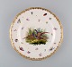 Antique and rare Meissen porcelain plate with hand-painted birds, insects and 
gold decoration. 19th century.
