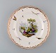 Antik og sjælden Meissen porcelænstallerken med håndmalede fugle, insekter og 
gulddekoration. 1800-tallet.
