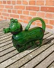 Swedish schnapps dog with handle in dark green glassL 22.5cm
