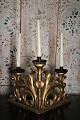 Old French altar candlestick (corner candlestick) in gilded wood with fine decorations, candle ...
