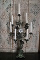 Antique French 
candlestick in 
dark patina 
decorated with 
1 fine old 
white opaline 
glass flower 
...