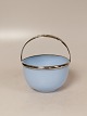 19th century dove blue sugar bowl with silver-plated mounting Height 7.5cm with handle ...
