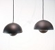 Set of 2 grey ceiling lamps, model flowerpot VP1, designed by Verner Panton in 1968. They are ...