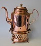 Danish copper coffee pot with brazier, 19th century. Pot with spout and notch in copper. Lid ...