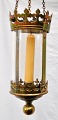 Small hall 
lantern, 19th 
century, Brass. 
With chain 
suspension. 
Cylindrical 
glass. For 
candles. ...