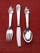 The Princess and the Pea children's cutlery of Danish solid silver. Set spoon, knife & fork