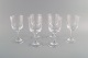 Six René Lalique Chenonceaux red wine glasses in clear mouth-blown crystal 
glass. Mid-20th century.
