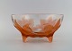 René Lalique (1860-1945), France. Rare "Lys" bowl on feet in clear and orange mouth blown art ...