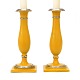Pair of yellow decorated pewter candlesticksDenmark circa 1840H: 20,5cm