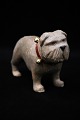 Old dog  in painted papier-maché / plaster with a really nice patina ,with leather collar with ...