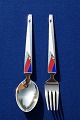 Michelsen Christmas spoons & forks of Danish gilt sterling silver. Anton Michelsen set ...