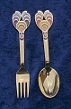 Michelsen set Christmas spoon and fork 1972 of gilt ...