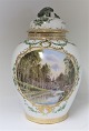 Royal Copenhagen. Large vase. Motif: Götakanalen. The top is adorned with toads. Luxury done. ...