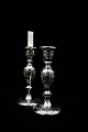 A pair of  fine Swedish 1800 century candlesticks in poor man's silver (Mercury Glass) with fine ...