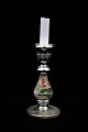 Swedish 1800 
century  
candlestick in 
poor man's 
silver (Mercury 
Glass) with 
painted flowers 
and ...