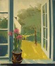 Erik O. Danish 
artist. Oil on 
canvas. Flowers 
in open window. 
1960s.
The canvas 
measures: 60 x 
...