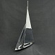 Height 31 cm.Decorative ship in black painted metal with sails in chrome from the 1950s.On ...