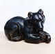 "Lying brown bear". Figure in ceramic by bear mother from Royal Copenhagen designed by Knud ...