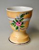 German chocolate porcelain mug, 19th century. Yellowish luster overglaze. Hand-painted ...