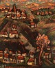 Henri D'Anty 
(1910-1998), 
France. Oil on 
board. 
Modernist 
landscape with 
houses and tree 
in the ...