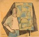 Pär Lindblad (1907-1981), Swedish artist. Watercolor on paper. Mid-20th century.The paper ...