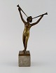 Art deco bronze 
sculpture on 
marble base. 
Lur blowing 
naked woman. 
1920s / 30s.
Measures: 30 x 
...