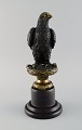 Archibald 
Thorburn 
(1860-1935), 
Scotland. Bird 
of prey in 
solid bronze on 
black marble 
base. ...