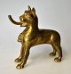 Chinese oil lamp, shaped like a lion in brass, 19th century. Hole inside with hole for refilling ...